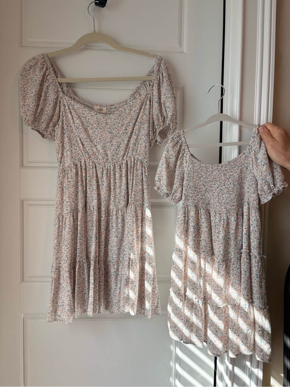 Tullabee Mommy and Me Floral Puff-Sleeve Dresses - Pink Cream